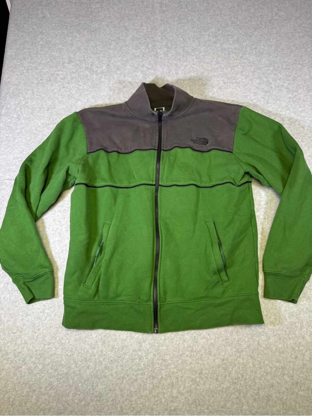 The North Face Men's Green Full-Zip Fleece with Charcoal Yoke